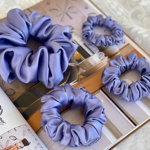 Wisteria 30 Momme Pure Prime Silk Bridesmaid Satin Scrunchies Elastic Hair Tie Gift For Her Party Wedding Hair Accessories Gift For Her