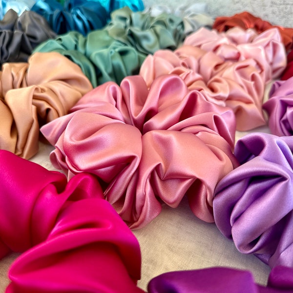 50 Colors Collection 30 Momme 100% Pure Mulberry Silk Scrunchies Jumbo Regular Skinny Ultra Thin Mini Hair Scrunchies for bridesmaids