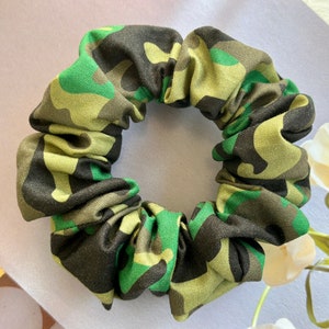 Camouflage Cotton Scrunchies Regular Hair Tie Handmade Scrunchies
