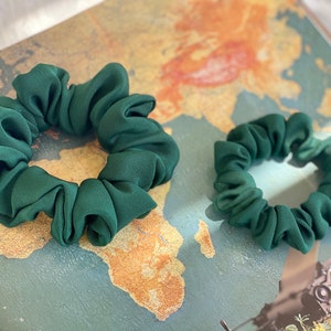 Dark Green Scrunchies 30 Momme Soft Matte Silk Scrunchies Holiday Scrunchies Skinny Mini Hair Tie Thick 90s fashion Hair Tie Gift for Mommy