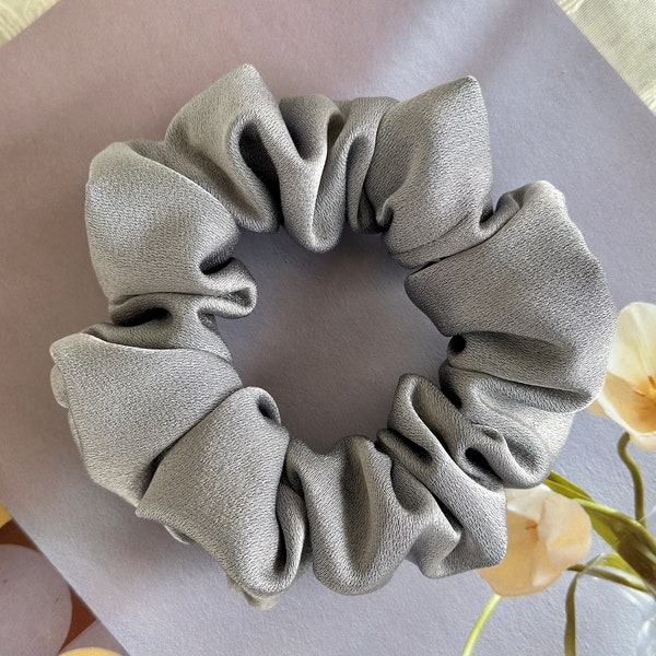 Regular Light Smoky Grey Nylon Scrunchies Elastic Hair Tie Normal Skinny Scrunchies