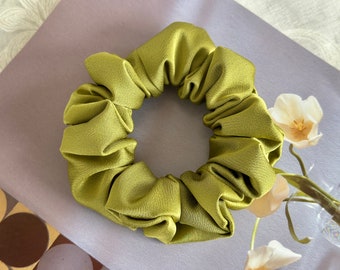 Regular Light Mustard Green Nylon Scrunchies Elastic Hair Tie Normal Skinny Scrunchies