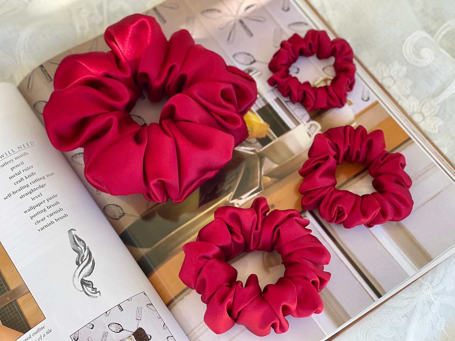 Wine Red Silk Scrunchie 30 Momme Mulberry Silk Hair Tie