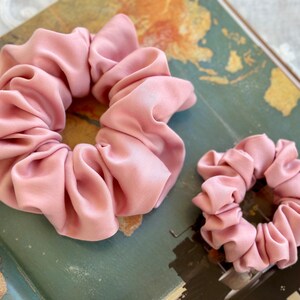 Pink Poplin Silk Scrunchies Giant Jumbo Skinny Thin Thick Hair Tie Handmade Scrunchies