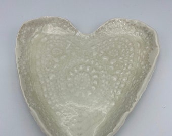 Porcelain Heart Doily Dish