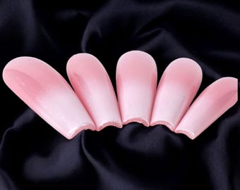 Pink Ombre Press On Nails: Classic White Fade