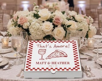 Wedding Pizza Boxes Customized With Your Names & Wedding Date (Pack of 20)
