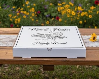 Pizza Boxes For Weddings Printed With Your Names & Wedding Date (Pack of 20)