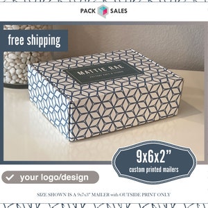 Personalized 9x6x2 Inch Sturdy Packaging Box | Your Logo / Artwork in Vibrant Colors | Pack of 25 Mailers | We will help you with the design