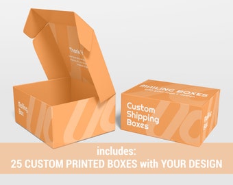Custom Printed Shipping Boxes | Pack of 25 | Vibrant Logo & Artwork | Eco-Friendly Matte Finish