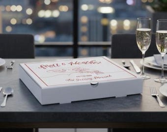 Rushed - 20 Wedding Pizza Boxes, With Your Names & Wedding Date