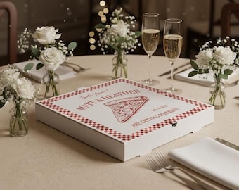 Custom Wedding Pizza Boxes With Personalized Names & Date (Pack of 20)