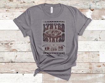 Lynyrd Skynyrd FreeBird 73 Inspired Fade Effect T Shirt Black