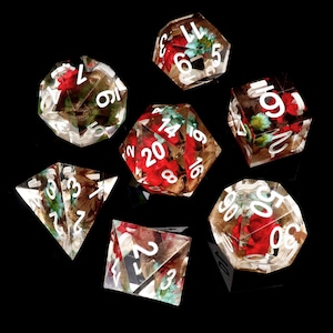 Flower Sharp Edge Dice Handmade Red Yellow Blue Resin Polyhedral RPG Dice Set DND Dice Set TTRPG Dungeons and Dragons Gifts