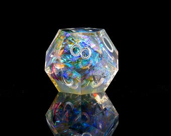 Handmade Galaxy DND Dice Set: Sharp Edge Rainbow Resin Polyhedral
