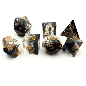 Handmade Sharp Edge Dice Blood Swirl Red Clear Resin Polyhedral RPG Dice Set DND Dice Set TTRPG Dungeons and Dragons Gifts