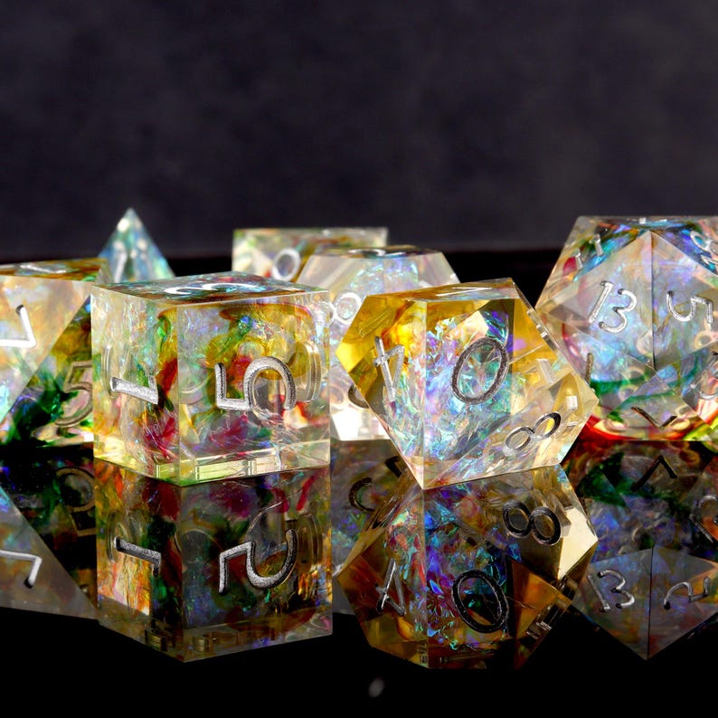 Handmade Galaxy DND Dice Set: Sharp Edge Rainbow Resin Polyhedral - Etsy