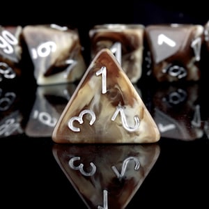 Coffee DND Dice Set: Resin Polyhedral RPG Dice with Extra D20 image 5