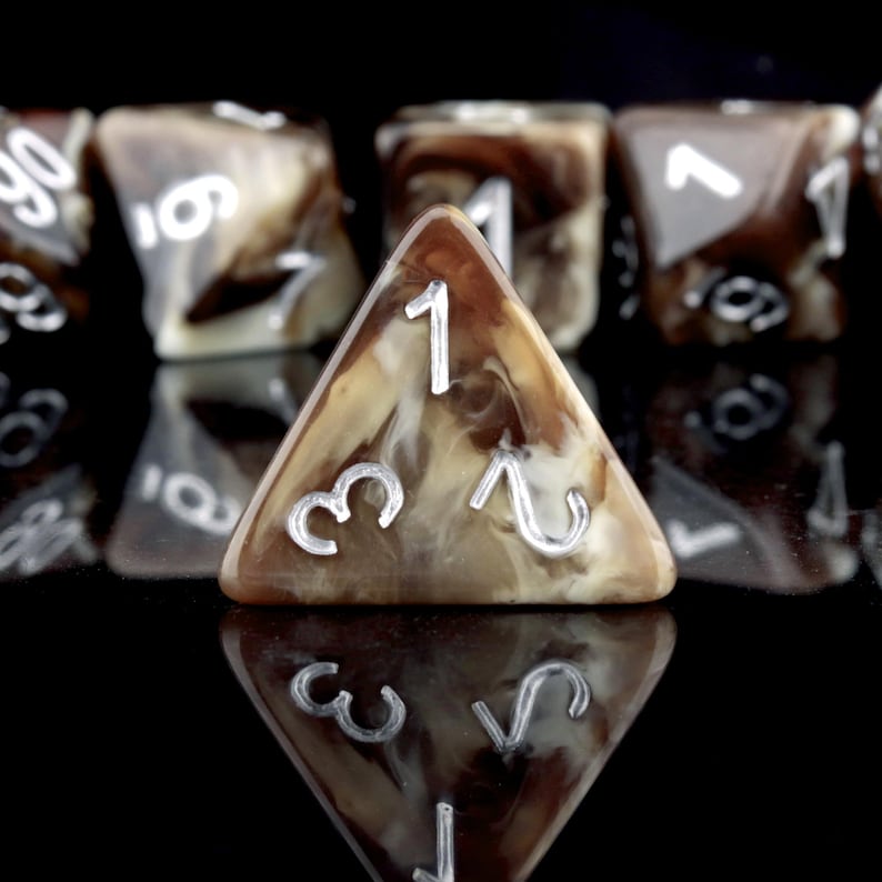 Coffee DND Dice Set: Resin Polyhedral RPG Dice with Extra D20 image 5