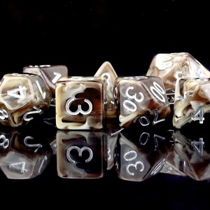 Coffee DND Dice Set: Resin Polyhedral RPG Dice with Extra D20 image 12