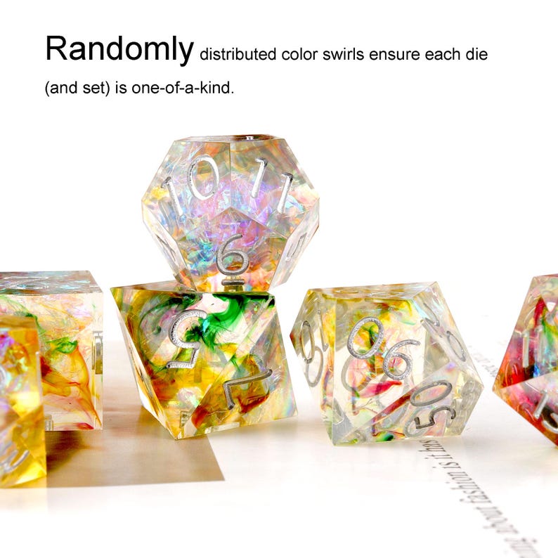 Handmade Galaxy DND Dice Set: Sharp Edge Rainbow Resin Polyhedral - Etsy