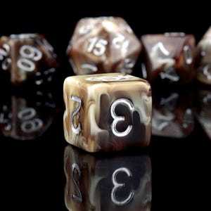 Coffee DND Dice Set: Resin Polyhedral RPG Dice with Extra D20 image 4