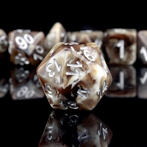 Coffee DND Dice Set: Resin Polyhedral RPG Dice with Extra D20 image 7