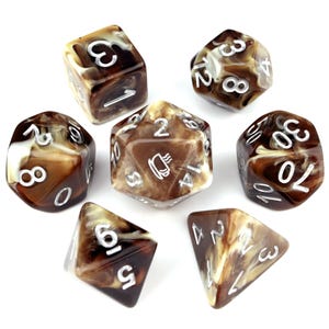 Coffee DND Dice Set: Resin Polyhedral RPG Dice with Extra D20 image 2