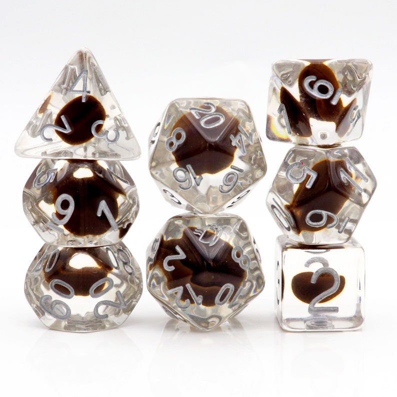8PC Coffee Bean DND Dice Set Cute Food Resin Polyhedral RPG Etsy