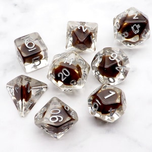 8PC Coffee Bean DND Dice Set Cute Food Resin Polyhedral RPG Dice Set Extra D20 TTRPG Dungeons and Dragons Gifts