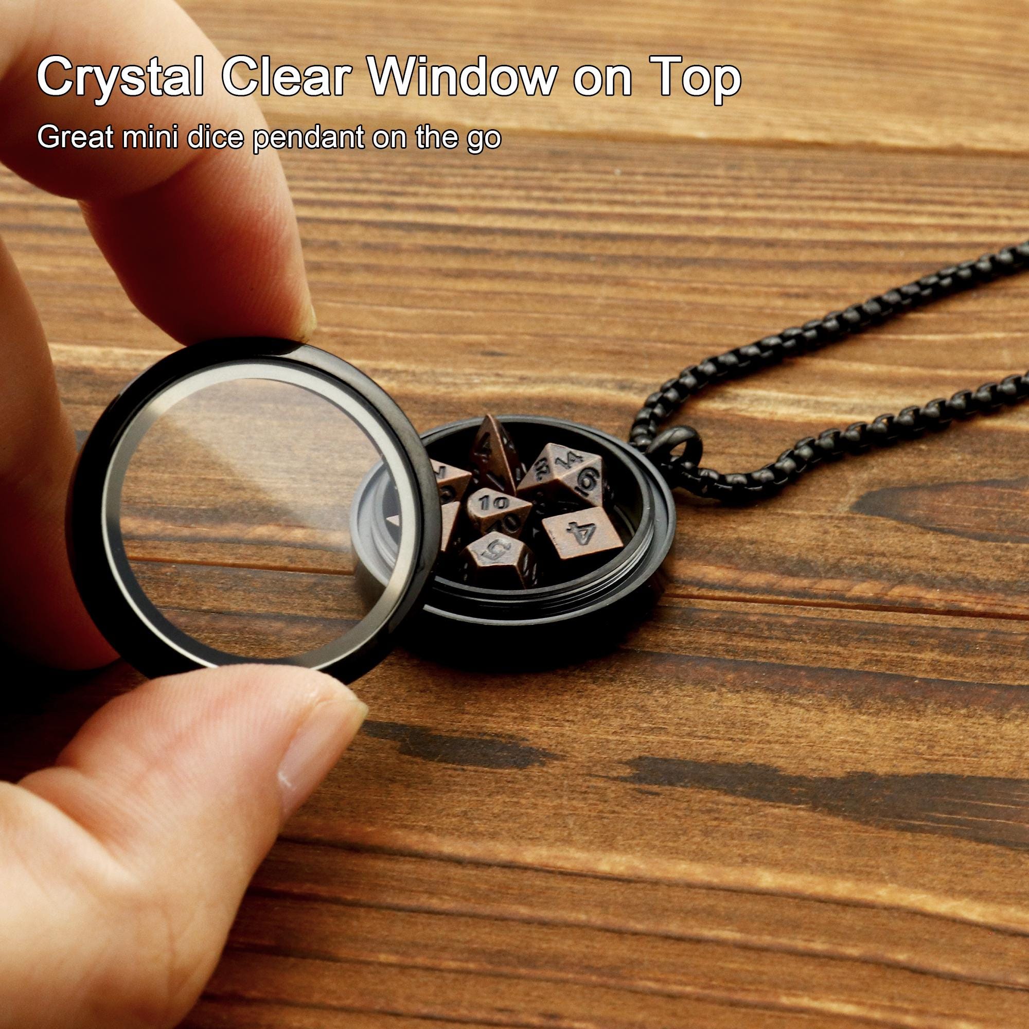 Mini DND Würfel Set 7-teilig - Metall Würfel Mit Käfig Schlüsselanhänger | Dungeons & Dragons Geschenk