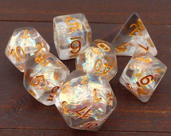 Iridescent Mylar Resin Dice Set: Galaxy Polyhedral RPG Dice