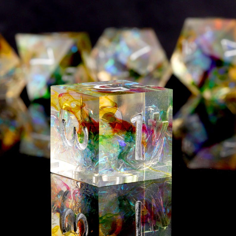 Handmade Galaxy DND Dice Set: Sharp Edge Rainbow Resin Polyhedral - Etsy