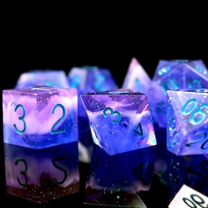 Handmade Sharp Edge Dice Purple Resin DND Dice Polyhedral RPG D&D Dice Set TTRPG Dungeons and Dragons Gifts DnD Würfel Dados Dream Dice