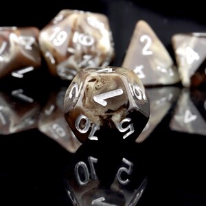 Coffee DND Dice Set: Resin Polyhedral RPG Dice with Extra D20 image 13