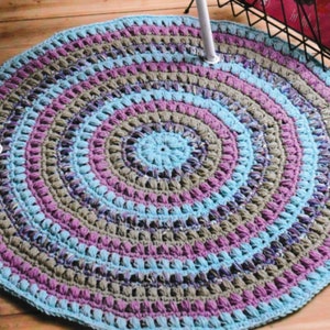 crochet round rug pattern pdf vintage circular rug pattern home decor instant download easy pattern for beginners with diagram