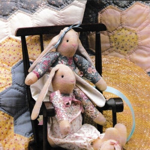 vintage quilt honey bunny doll pattern pdf sewing pattern rabbit plush toy stiffed animals primitive bunny pattern old fashion cloth toys
