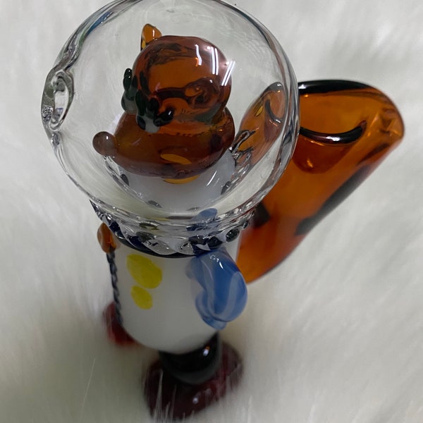 Astronaut Squirrel Glass Hand Pipe, Gift Pipe, Collectable Pipe