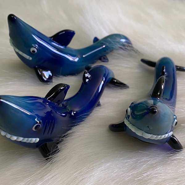 Great White Shark Glass Hand Pipe Buy any two items from shop get FREE Grinder