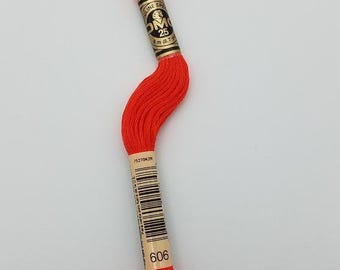 DMC 606 - 6-Strand Floss - Orange Red Bright