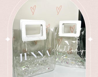 Personalized Clear Bridesmaid Gift Bag, Custom Party Favor