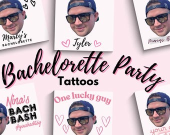Custom Face Temporary Tattoos: Bachelorette Party Favors (10 per order)