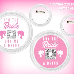 Girly Theme Bachelorette Venmo QR Code Button , Girly Bachelorette Pin, Bachelorette QR Code , QR Code Button , Bachelorette Party Favor