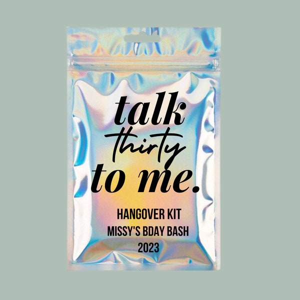 Talk Thirty To Me Hangover Kit  , 30th Birthday , Thirty , Thirtieth Bday ,Thirtieth Birthday Party Favor, 30th Birthday Party, Recovery Kit