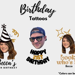 Birthday Party Tattoos, Custom Tattoos, Party Tattoo, Temporary Tattoos, Party Favor, Funny Birthday Gifts,Bday Party Favor