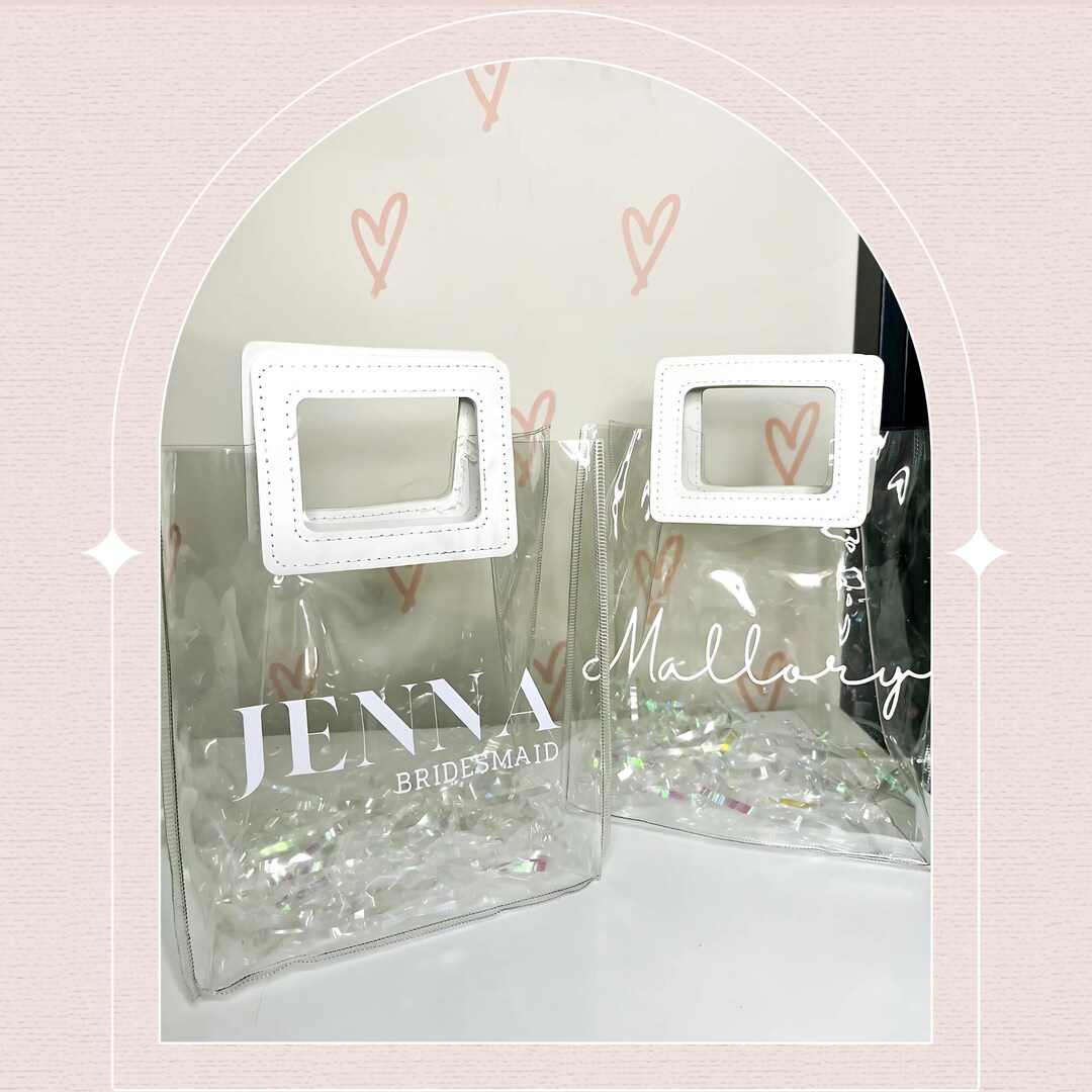 Personalized Clear Bridesmaid Gift Bag, Custom Party Favor - Etsy