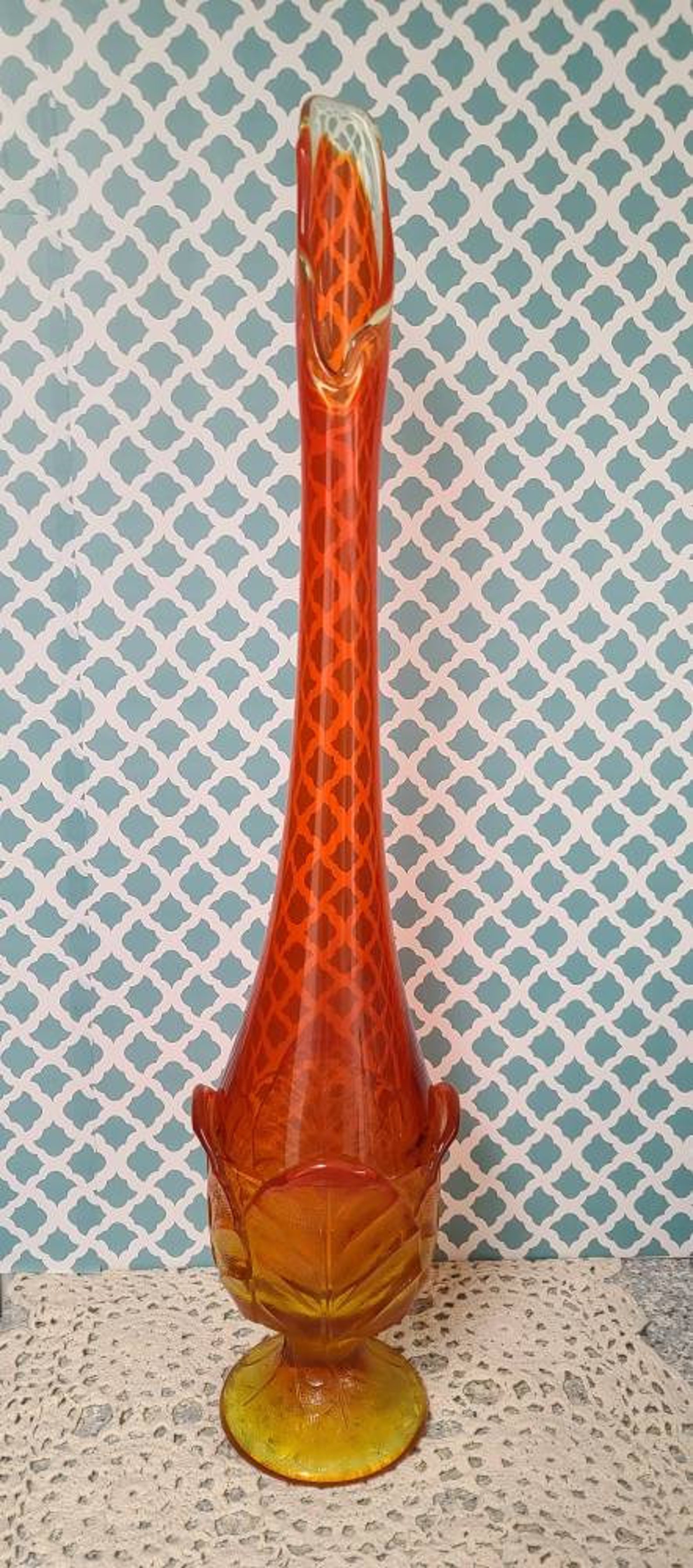 Viking Cabbage Leaf Swung Vase 22 1/2 inches Amberina Etsy