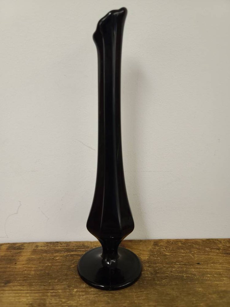 Fenton Black Glass Bud Vase Etsy