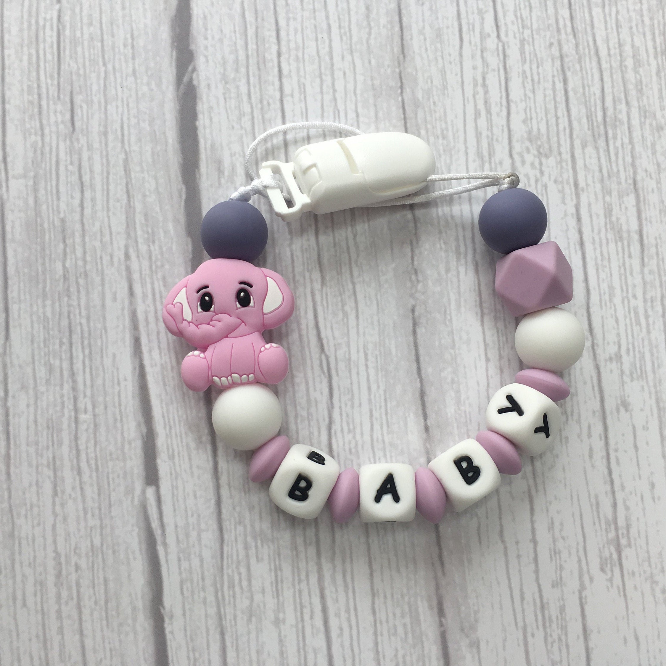 Baby Personalized Pacifier Clip with Name Silicone Beads Dummy | Etsy