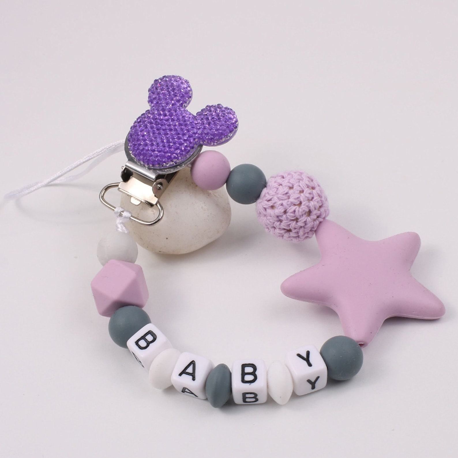 Baby Personalized Pacifier Clip with Name Silicone Soother Etsy